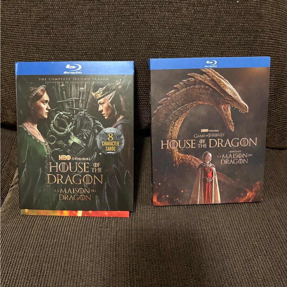 House of the Dragon complete seasons one and two on Blu Ray discs.